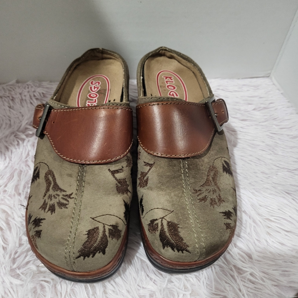 Klogs Brown Leather Strap Slip-On Shoes